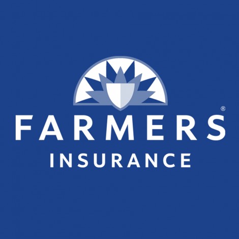Farmers insurance white lettering logo with blue background