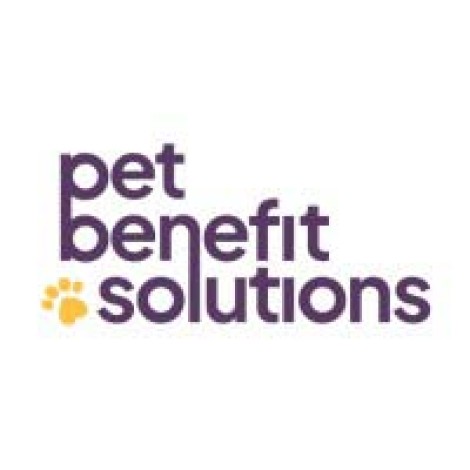 Purple text Pet Benefit Solutions with gold paw in bottom left